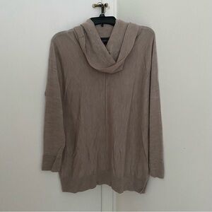Tahari 100% extra-fine Marino Wool Beige Cowl Neck Sweater Tunic
